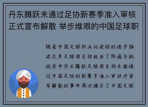 丹东腾跃未通过足协新赛季准入审核正式宣布解散 举步维艰的中国足球职业化困境再现